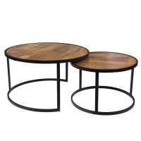 ENSEMBLE 2 TABLES BASSES TOP BOIS/NOIR