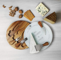 Coffret plateau à fromages avec couteaux